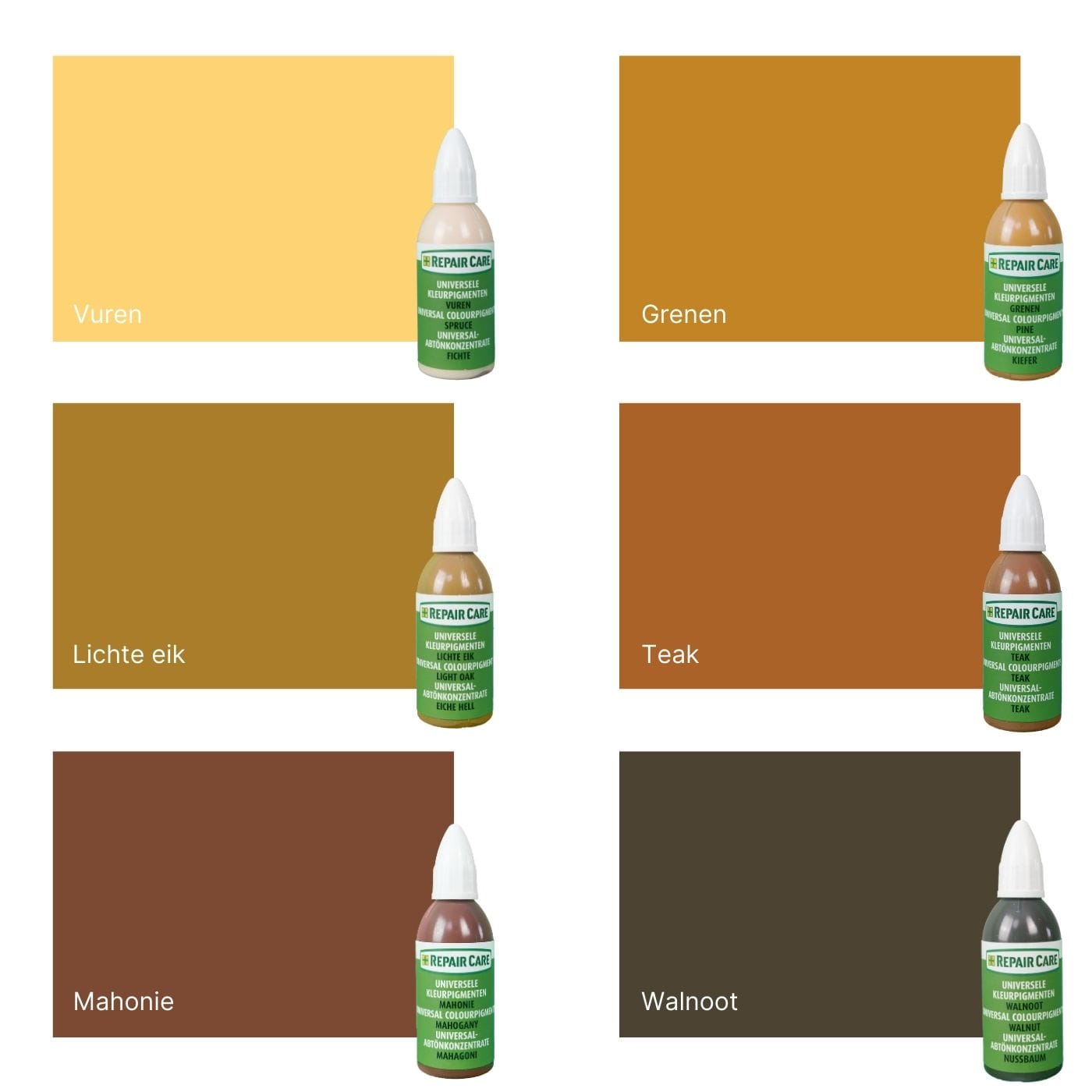 Kleurkaart universele kleurpigmenten